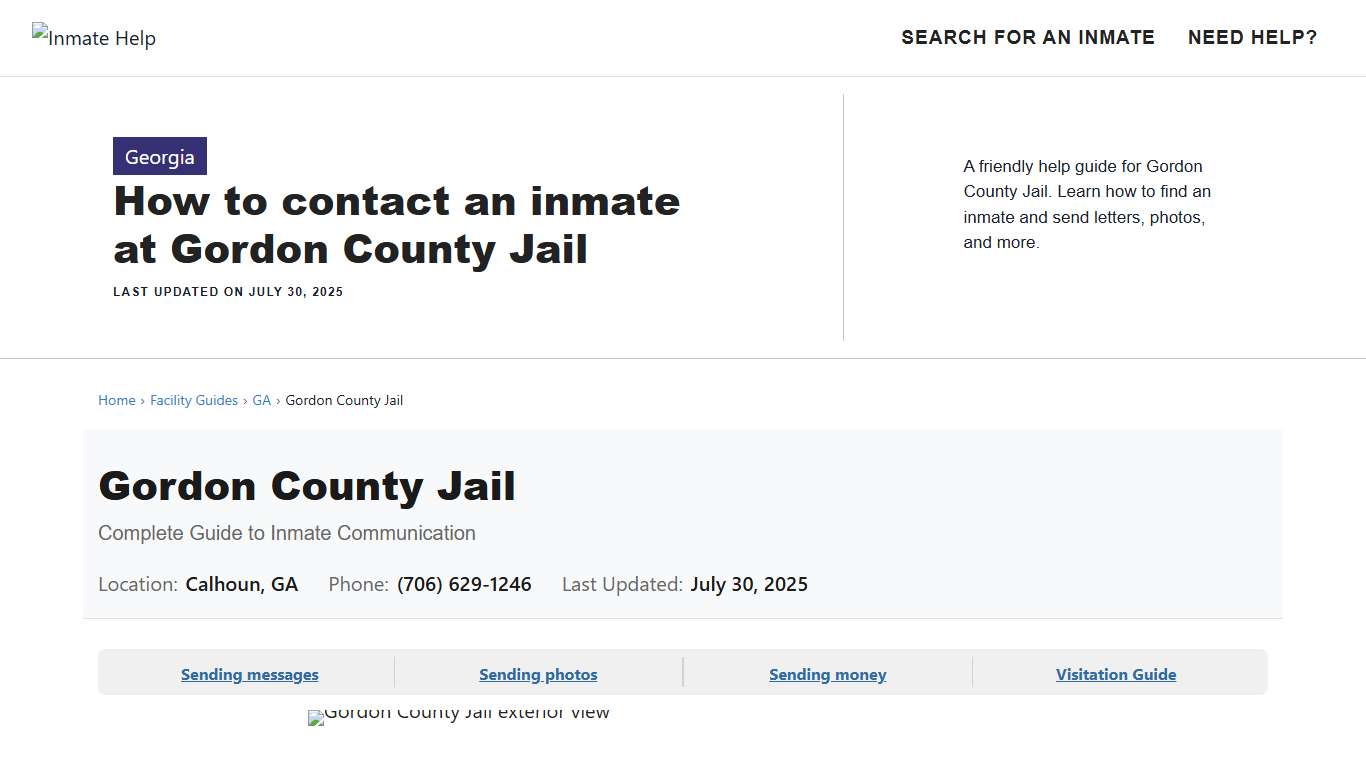 How to contact an inmate at Gordon County Jail - Inmate Help